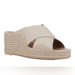 Aquatalia Marina Wedge Espadrille Sandals, Soft Beige, Size 7